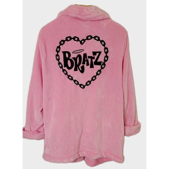 Dolls Kill x Bratz Pink Fluffy Robe Y2K Style Soft Cozy Logo Small *Missing Belt - Picture 2 of 5